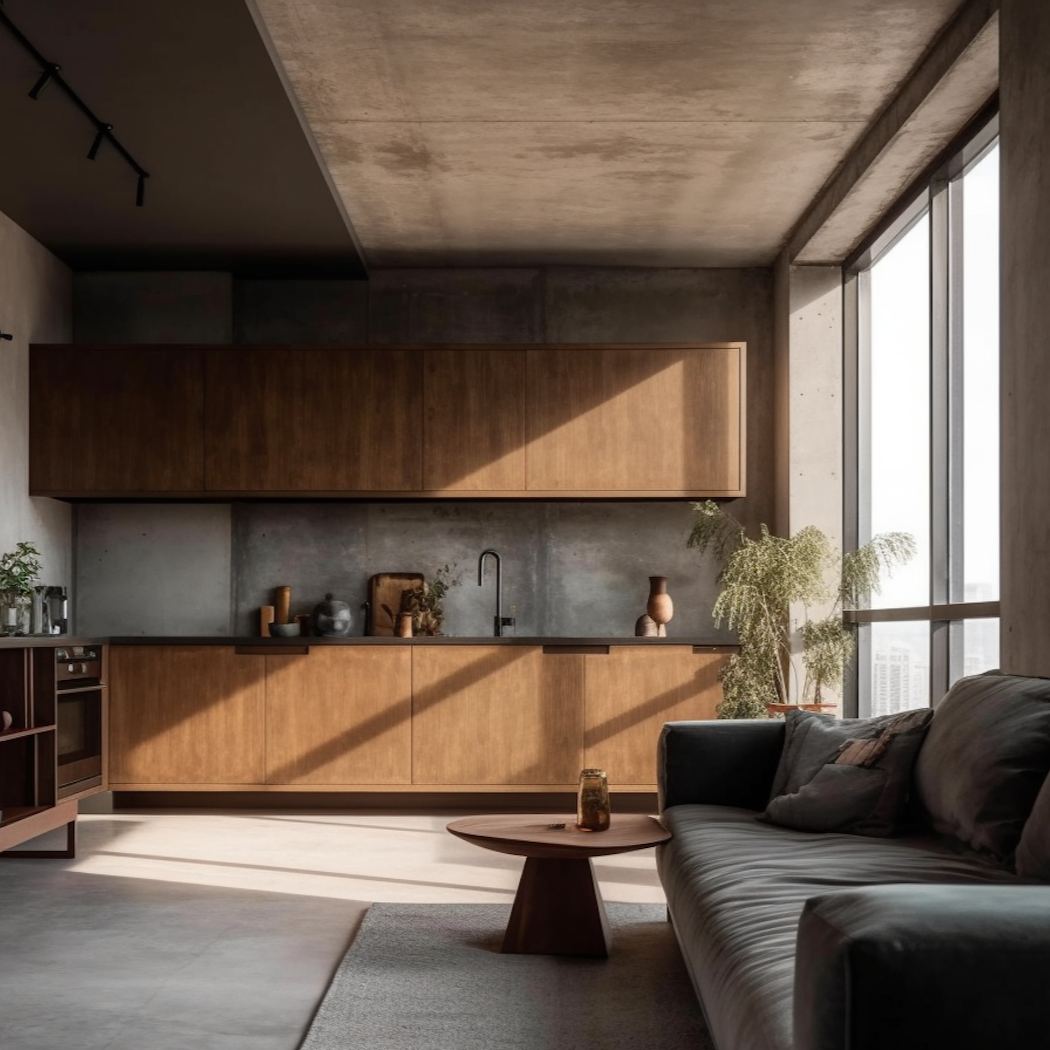 Cozy room with woody vibes with sunlight