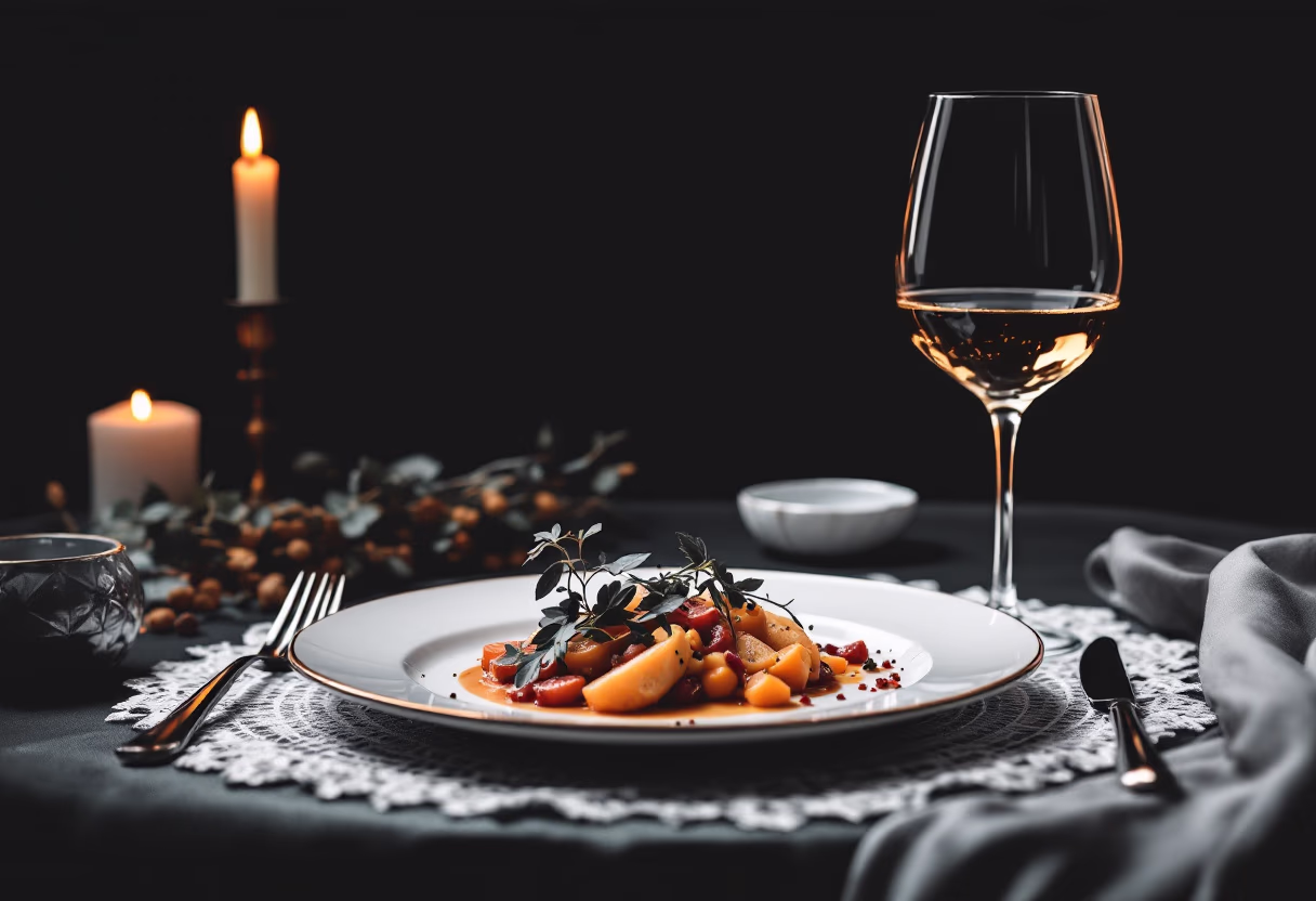 image of wine and dine setup (for a fine dining restaurant)