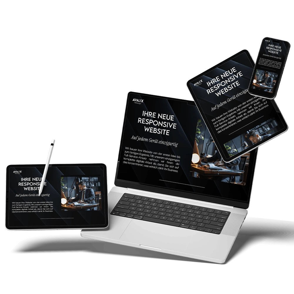 Professionelle Website erstellen lassen zum Festpreis – responsive Darstellung auf Laptop, Tablet und Smartphone