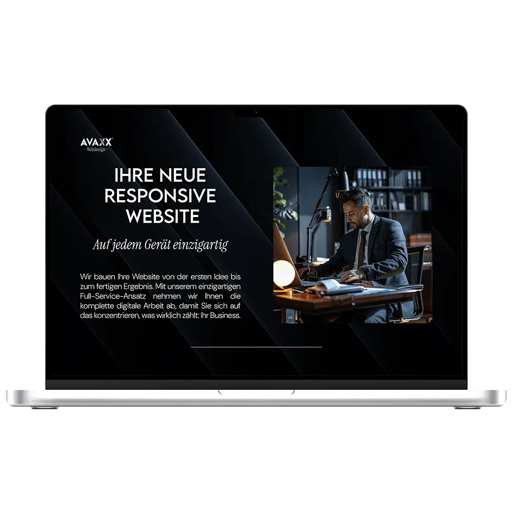 Exklusives AVAXX Webdesign auf Laptop – individuelle Website zum Festpreis