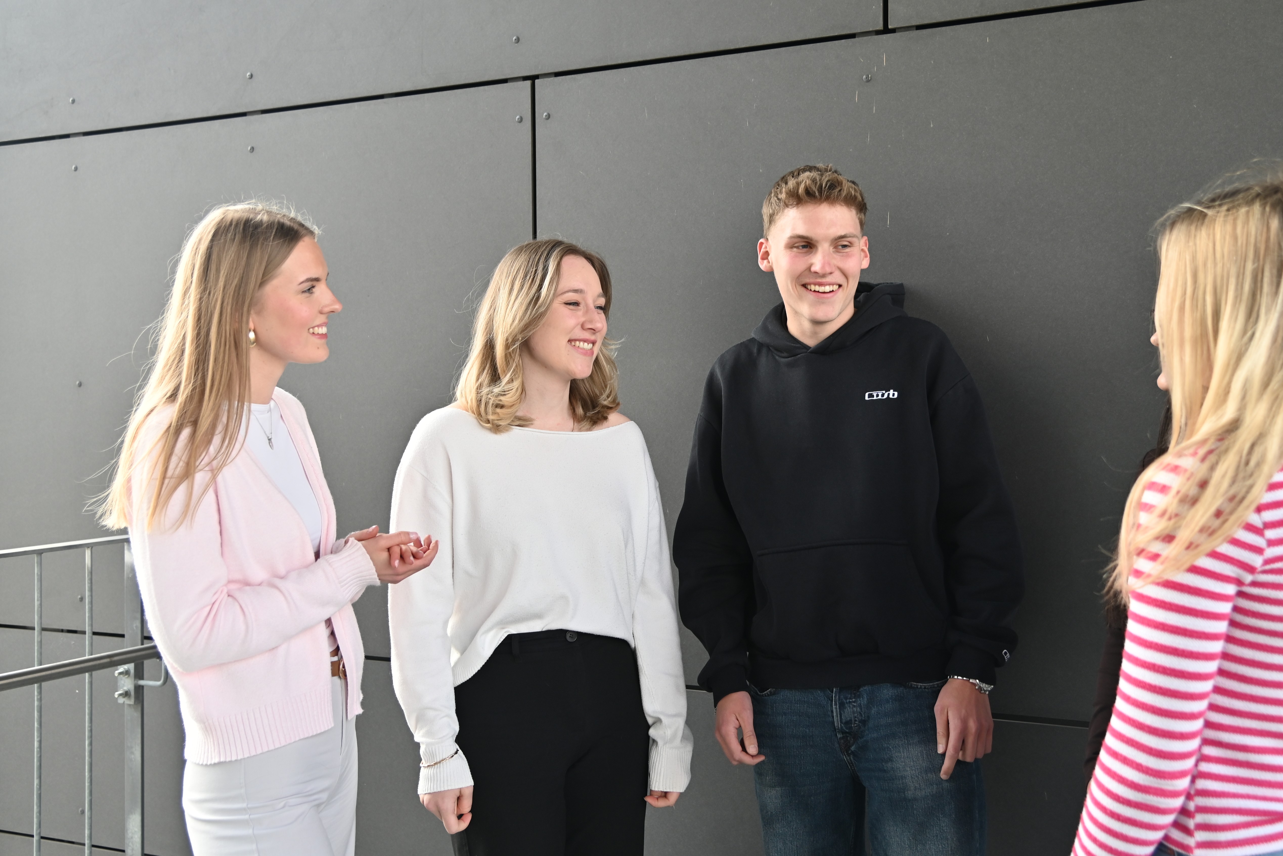 Students collaborating on global marketing project – Sales Management module.