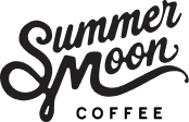 Summer Moon Coffee logo with stylized script lettering on dark background.
