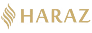 HARAZ brand name with stylized leaf icon to the left.