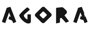 Agora text wordmark logo in black with a geometric sans serif font.