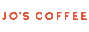 Text logo reading 'JO'S COFFEE' in bold orange capital letters on transparent background.