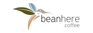 BeanHere logo with stylized bird and two leaves.