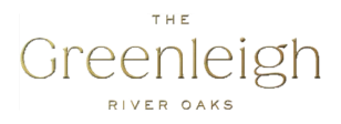 Text logo reading The Greenleigh River Oaks in gold and gray colors on white background.