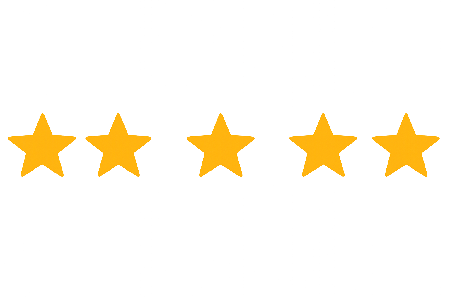 Five glowing orange stars lined up horizontally on a gray background.