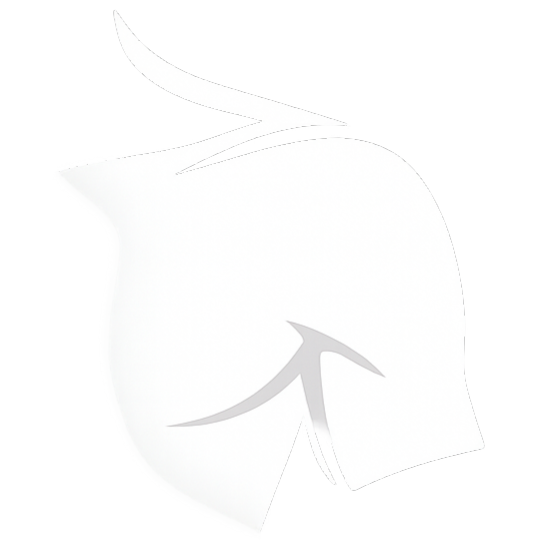 Simple white abstract shoulder shape with curved lines on transparent background.