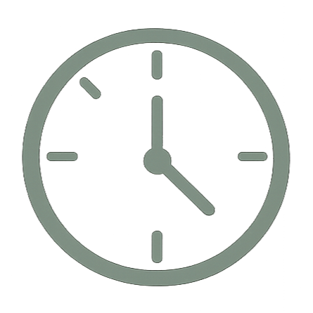 Simple clock icon showing the time as 3:00.