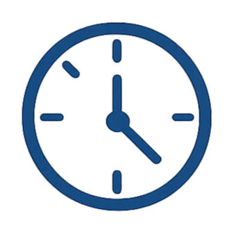 Clock showing the time at 12:22 with blue hour and minute hands and simple blue marks for hours.