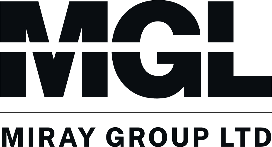 Logo of Miray Group Ltd with stylized letters M, G, and L stacked above company name.