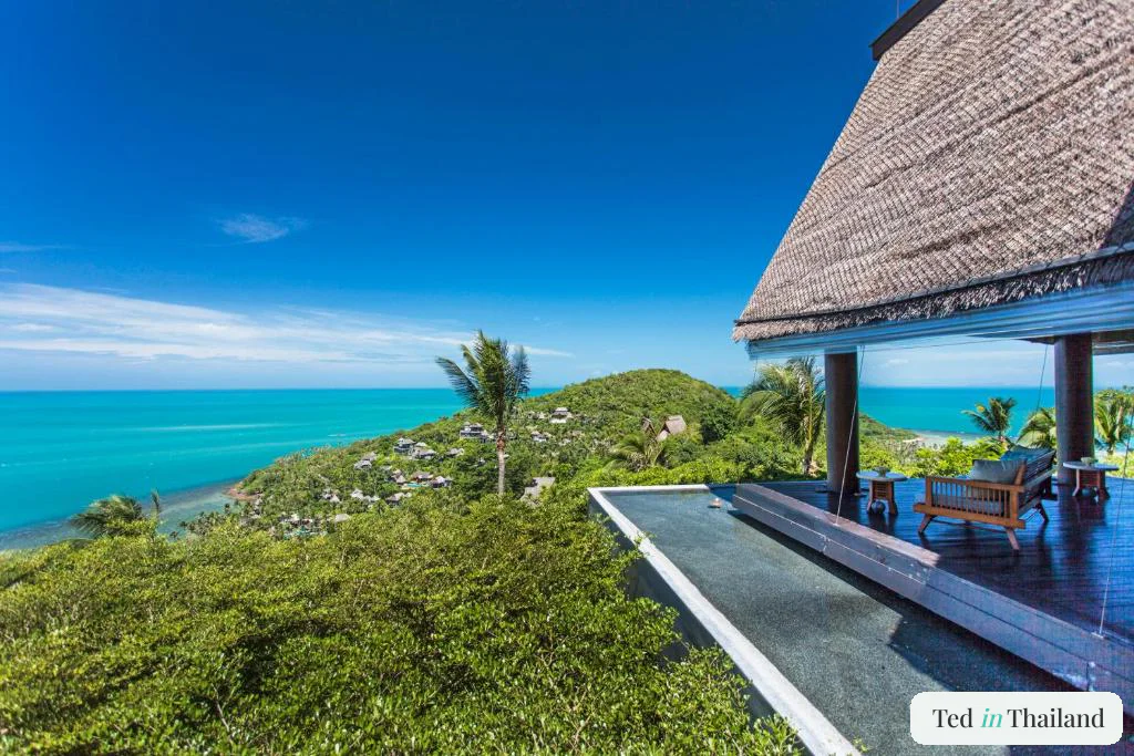 Hilltop private pool villa overlooking the bay at Four Seasons Resort Koh Samui, the island's top luxury hotel
