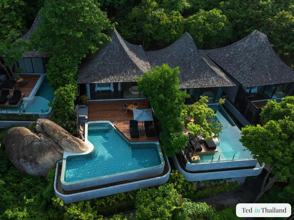 Pool villas wrapped around granite boulders at Silavadee Pool Spa Resort, one of the best Koh Samui resorts for value