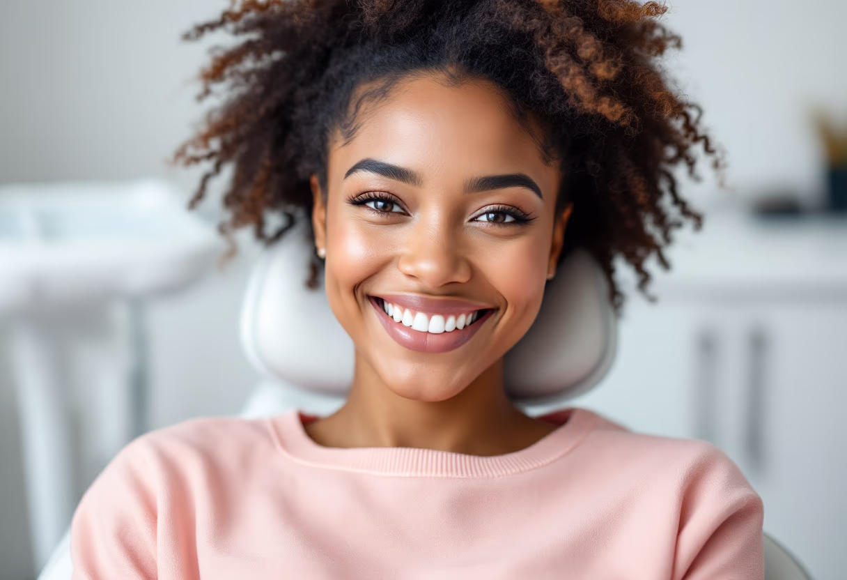 image of a smiling patient in a dental chair