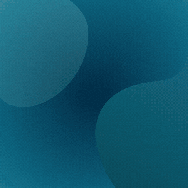 Animated blue abstract blobs shifting gently on a dark teal background.