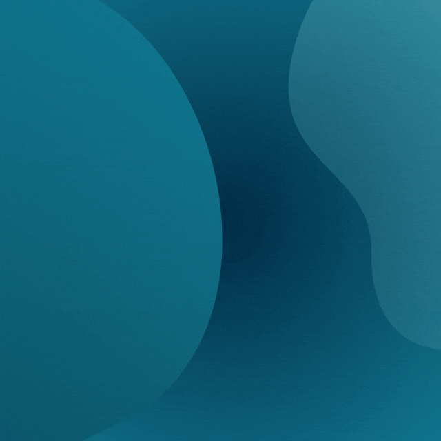 Animated waves in shades of blue moving downward with abstract curved shapes on sides.