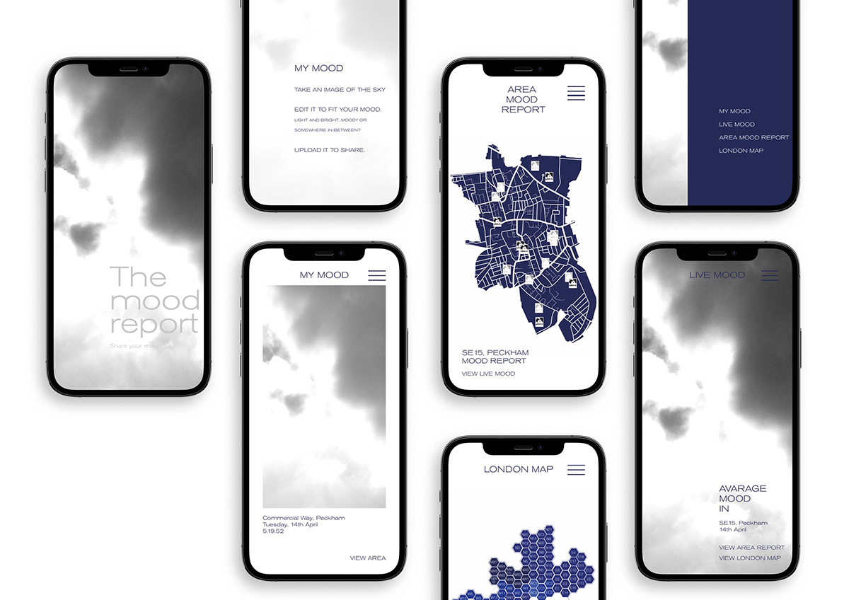 App mockups for the Mood Report
