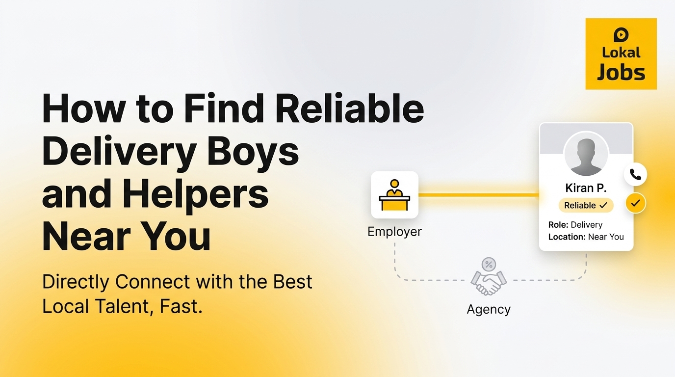 Text about finding reliable delivery boys and helpers, showing direct connection from employer to candidate.