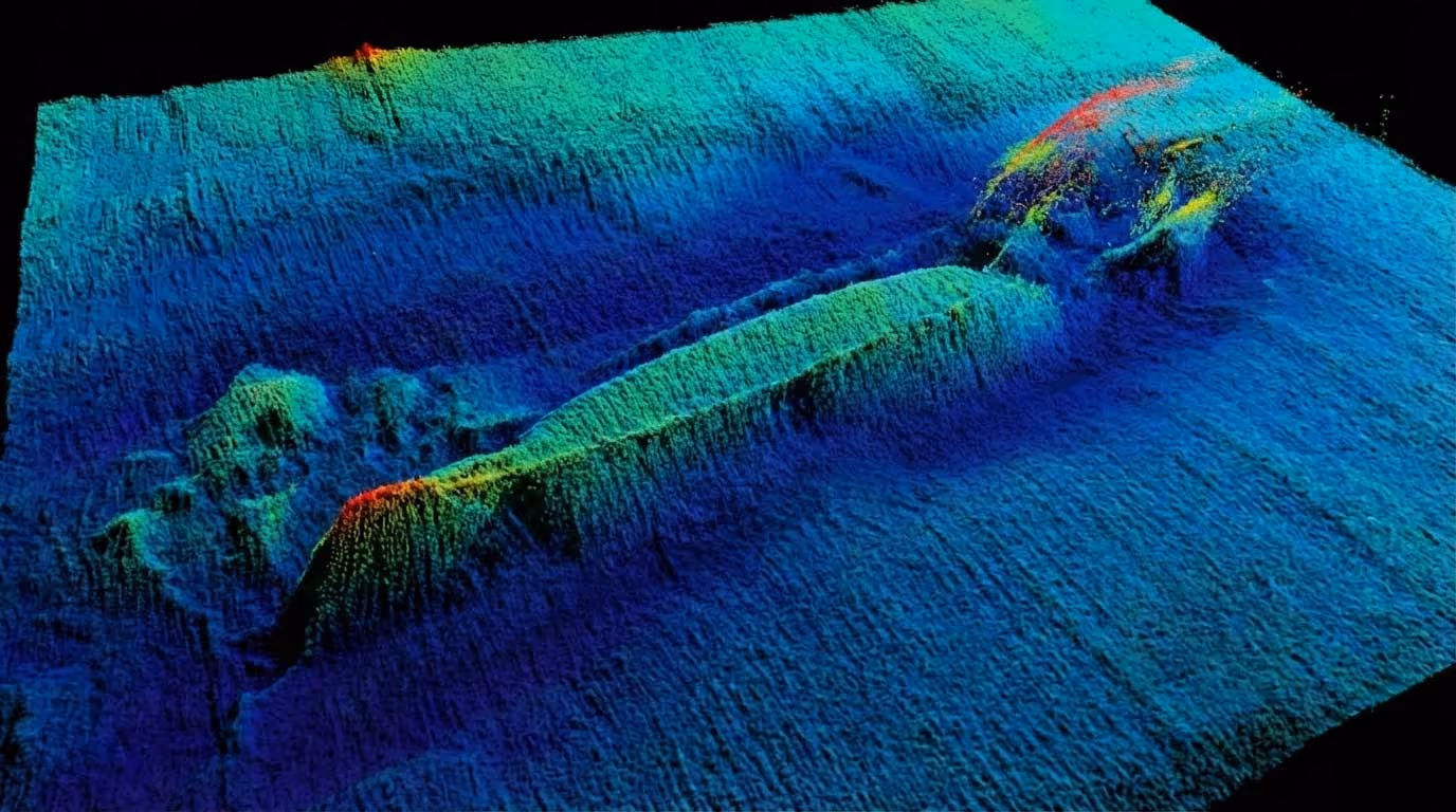 Mätresultat efter kartläggning med multibeam 3d-sonar