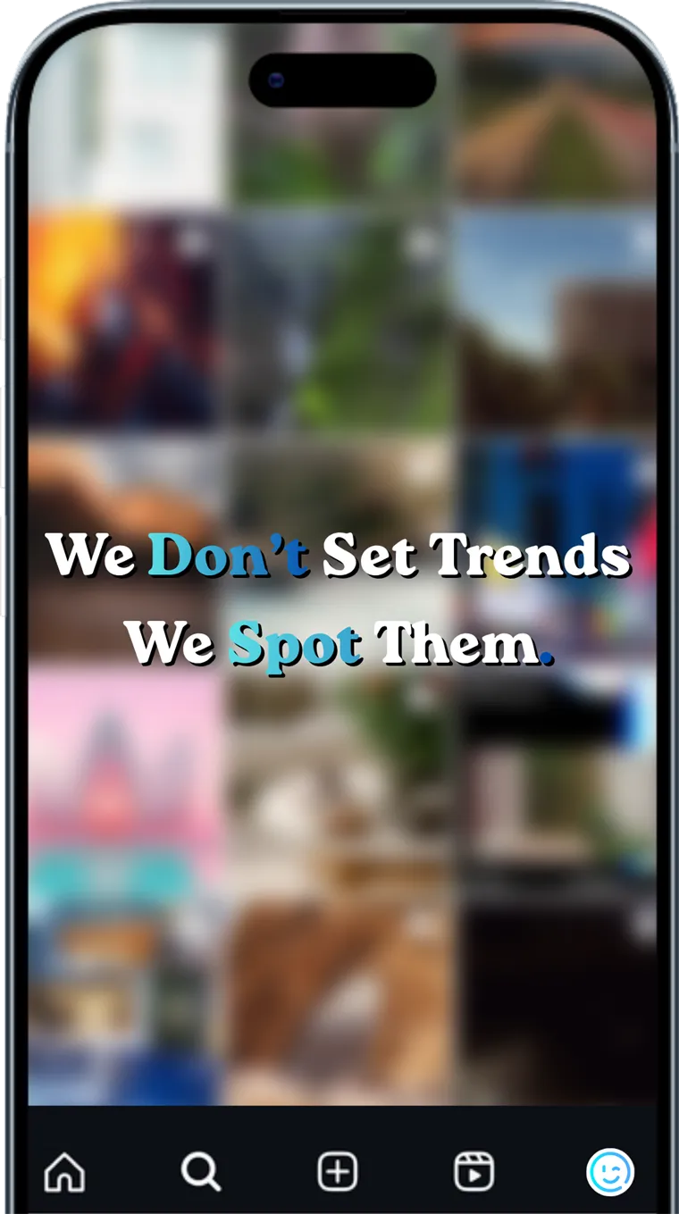 iPhone showing the Admates Instagram: We don't set trends, we spot them