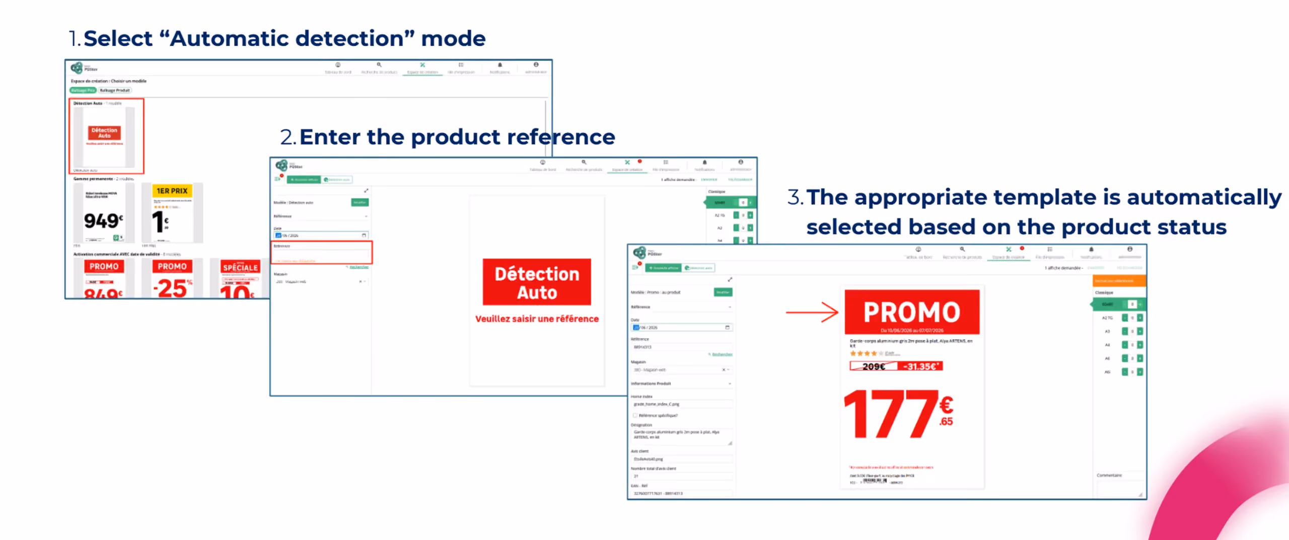 Three steps to create a price sign automatically from a product reference