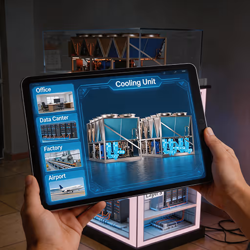 Interactive control system running on a tablet screen for real-time hardware-software alignment.