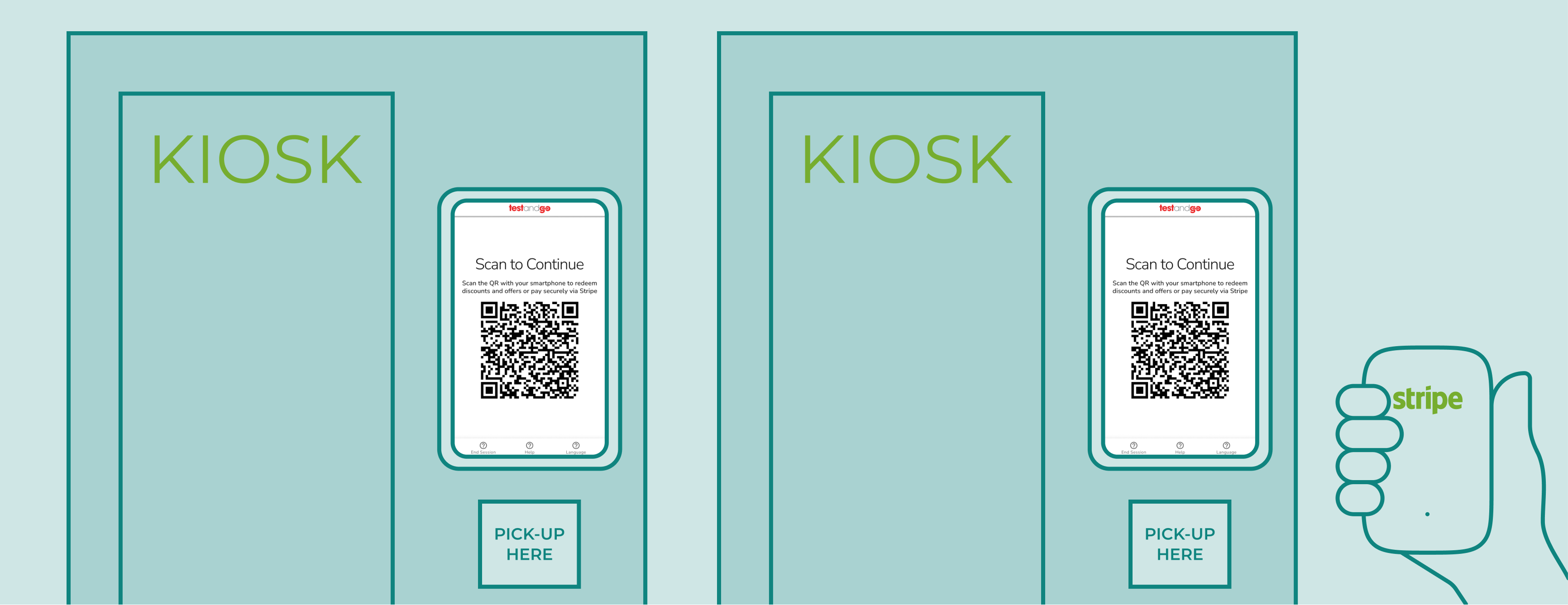 Payment routing case study thumbnail showing kiosk QR code screen