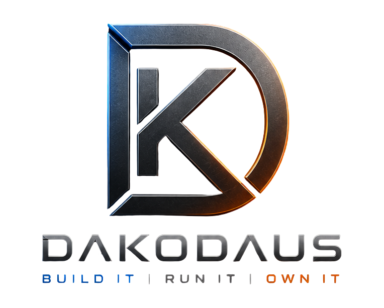 DAKODAUS logo - Build It. Run It. Own It.