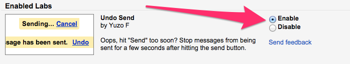 Undo send in Gmail