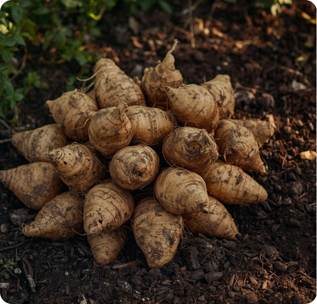 African yam tuber with rough brown skin