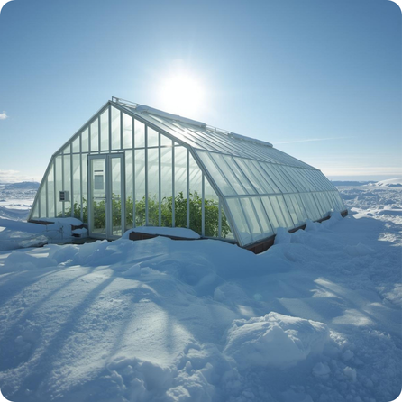 Greenhouse vegetables growing inside a warm indoor pod in Antarctica