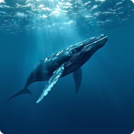 Blue whale swimming beneath the surface of cold Antarctic water
