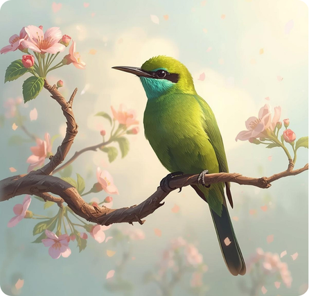 Bee‑eater perched on a branch with bright colorful feathers