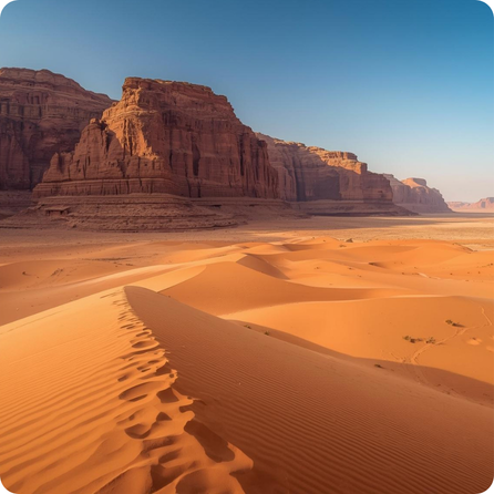 Wasirum desert canyon with tall wind‑carved rock walls