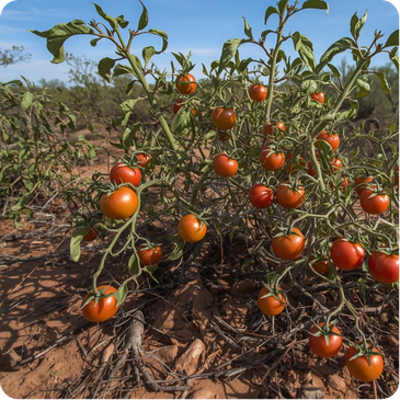 Bush tomato as small round desert fruit with yellow or red skin