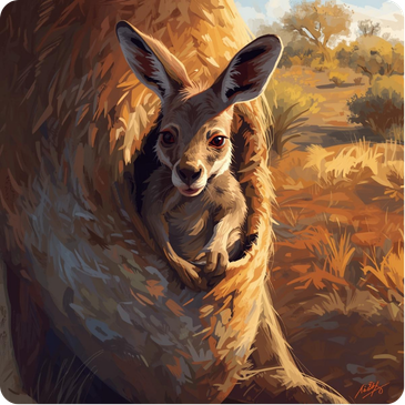 Kangaroo with strong hind legs, long tail, and upright posture