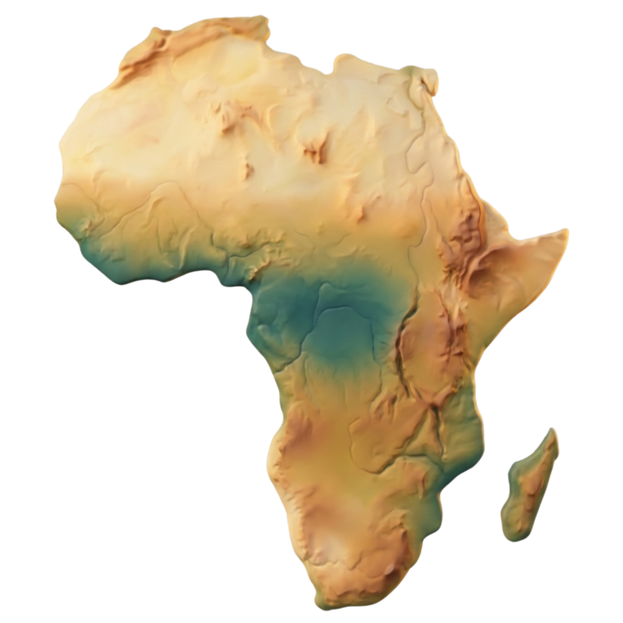 Realistic image of the continent of Africa