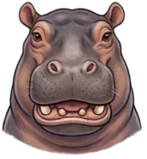 African Hippo cartoon head shot