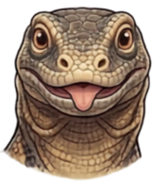 Asia Komodo Dragon cartoon head shot