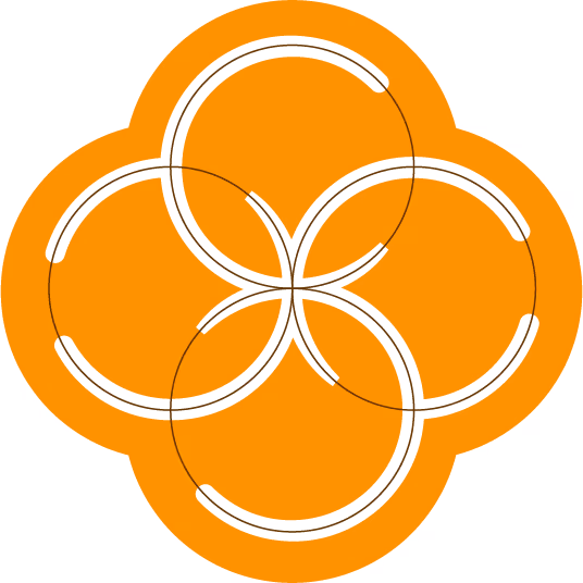 CoSpire Consulting Logo. It's a meditative, circular mark, made up of circles that flow into one another. It appears on a grid here, showing the proportions and careful thought.