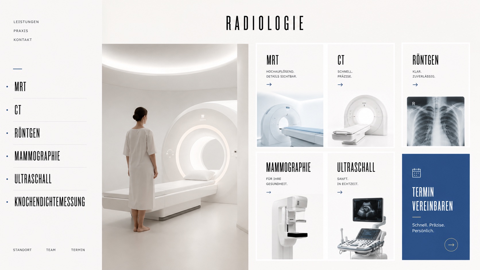 Konzeptentwurf einer Praxis-Website für Radiologie — Leistungsübersicht und Terminvereinbarung, Praxismarketing von MARKSEN