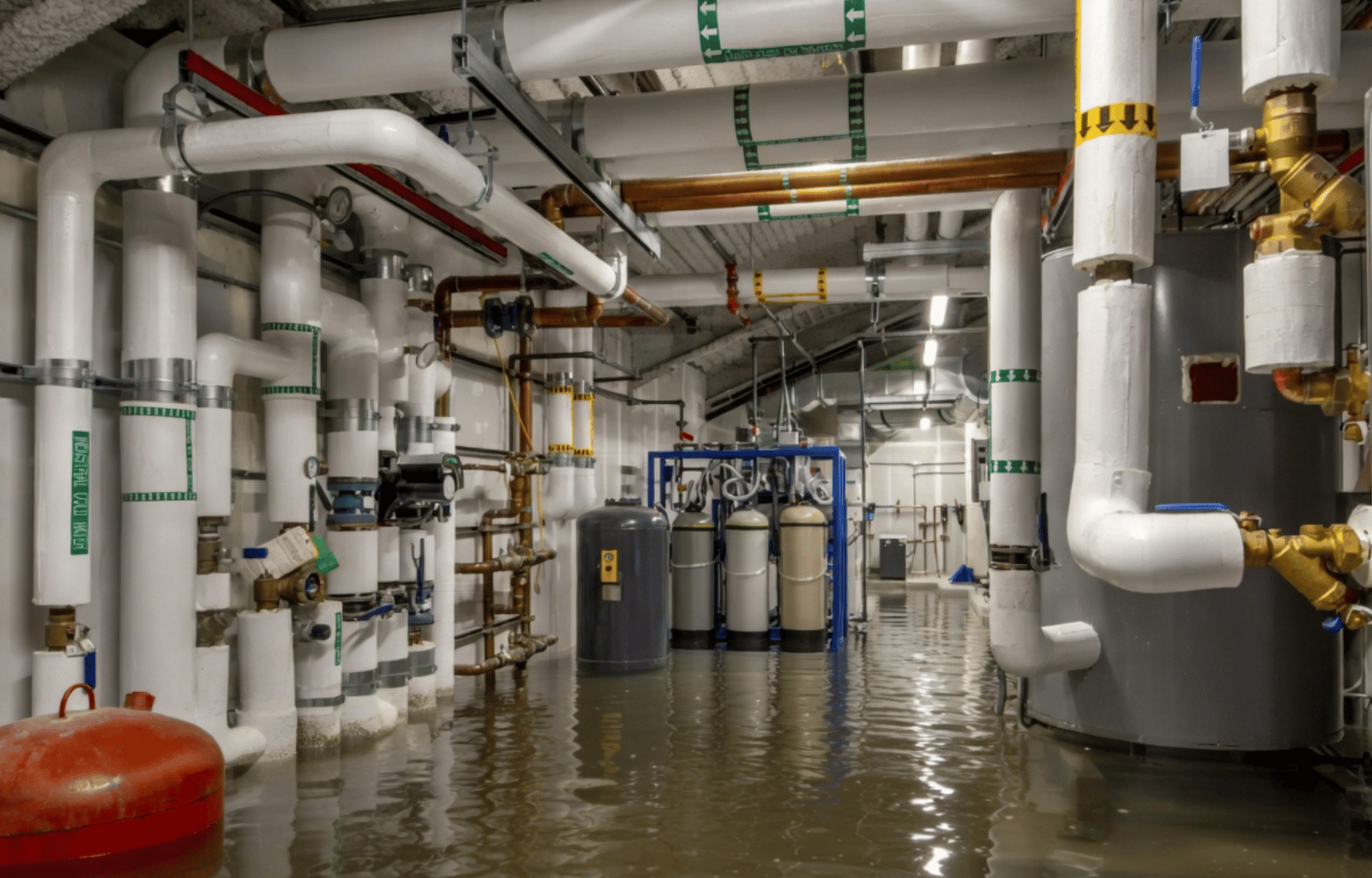 Commercial Hot Water Tank Leak Cleanup