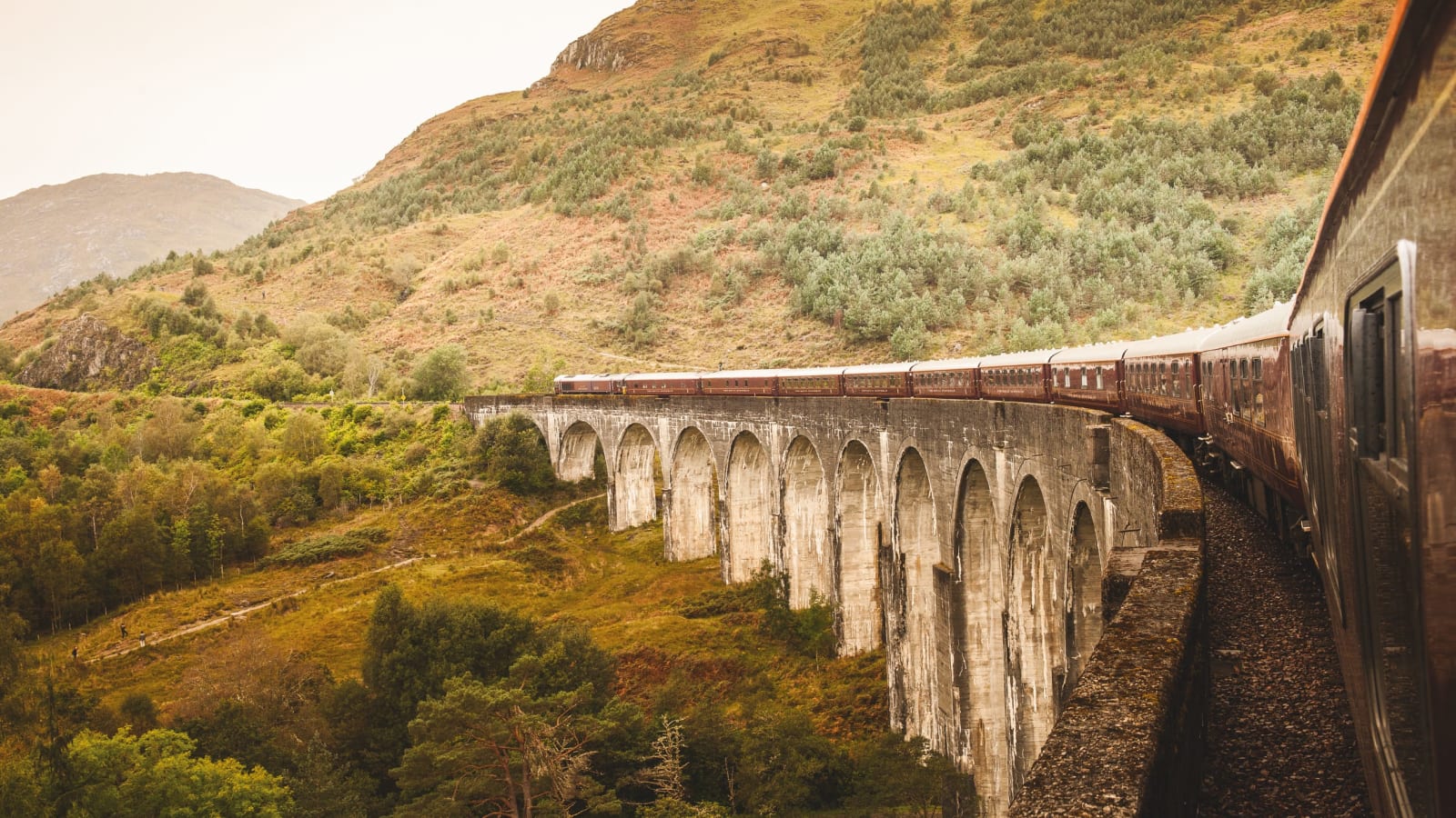 The Royal Scotsman passing over the Glenfinnan Viaduct