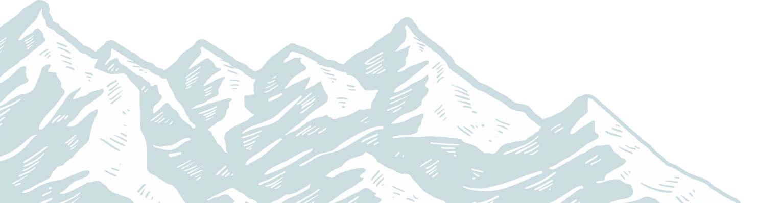 Stylized illustration of snow-capped mountain peaks with sharp ridges.