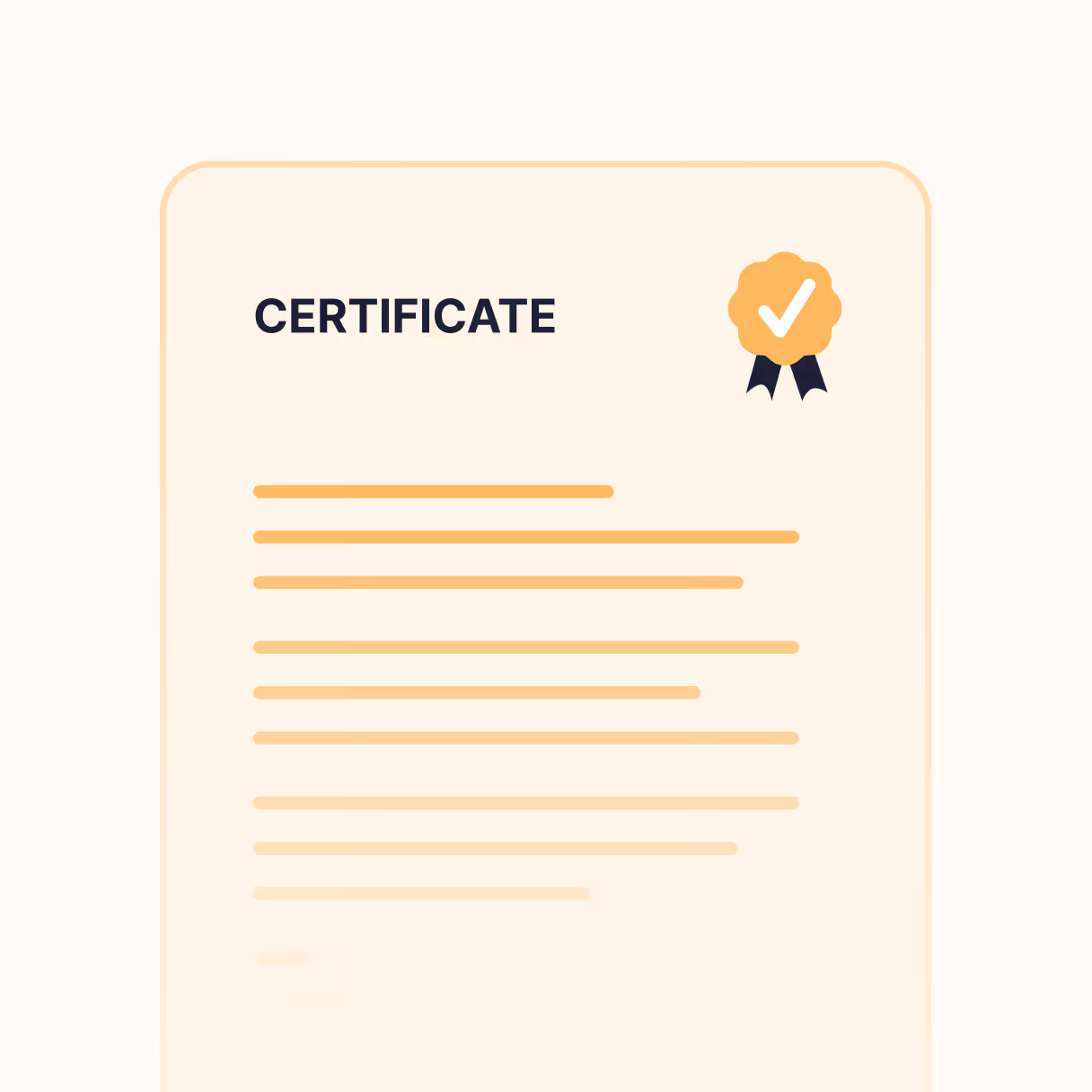 Digital event certificate illustration with verified completion badge and structured certificate layout.