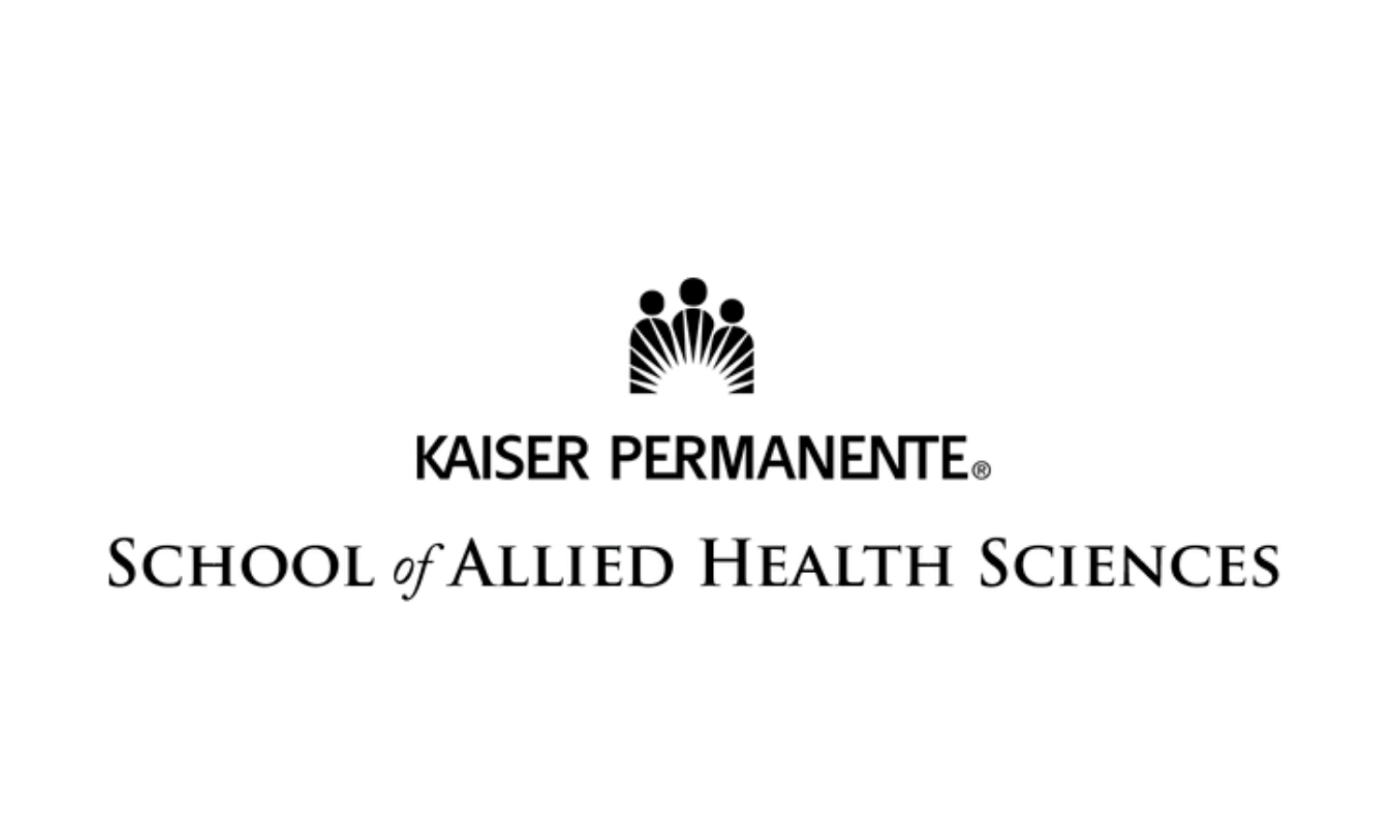 Kaiser Permanente School of Allied Health Sciences logo with stylized human figures and sun rays above the text.