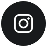 Instagram logo in white inside a black circular background.