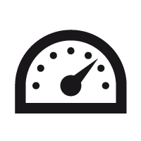 Speedometer icon showing a needle pointing to a high speed.