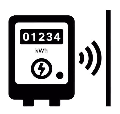 Illustration of an electricity meter emitting wireless signal waves